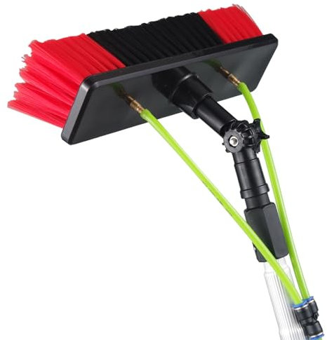 Kit di spazzole e pali per la pulizia dei pannelli solari, palo alimentato ad acqua da 5-12 m con spazzola d'acqua da 30/50 cm per la pulizia di finestre esterne