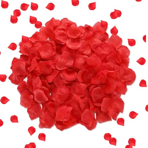 MOGITO 1200 stück Künstliche Rosenblätter, Deko Rosenblätter Rot, Künstliche Rosen Blütenblätter für Hochzeit, Valentinstag, Geburtstag, Romantische Atmosphäre