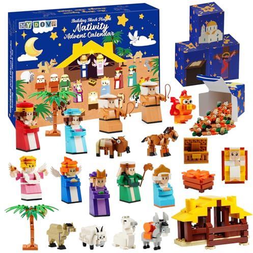 Nativity Advent Calendar 2025 Kids- 24 Days Christmas Giftcountdown Calendar Set 1500 PCS Building Blocks Kits, Stocking Stuffer Building Toys for Boys & Girls, Teens & Adults with Individual Packaging