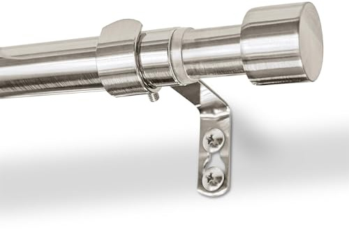 Harbour Housewares Extendable Metal Curtain Pole with Brackets - 77 to 150cm - Brushed Nickel - 1x Modular Long Telescopic Adjustable Bay Window Bedroom Door Rod Rail for Eyelet & Rings Curtains