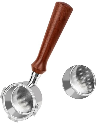 Philorn 51mm Bottomless Portafilter 3 Ears，Compatible with Delonghi Dedica EC680/EC685/EC885 and SMEG, EUPA Espresso Machines, Espresso Naked Bottomless Portafilter with Filter Basket-Wood (brown)
