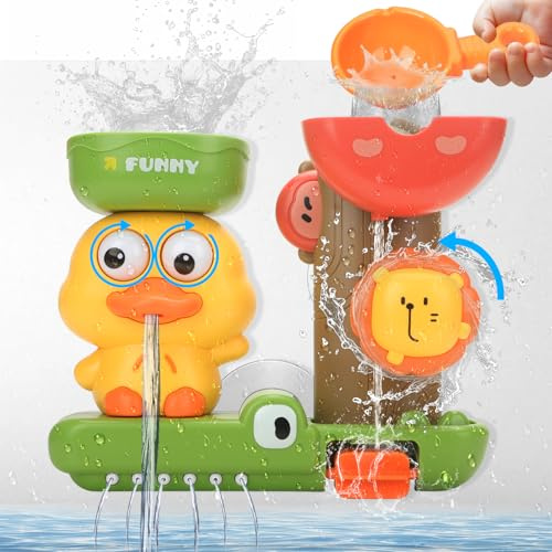 Withosent Giochi Bagnetto Neonato, Giochi Vasca da Bagno Bambini, Anatra Coccodrillo Leone Giochi per Bagnetto con Ventosa per Ragazzi e Ragazze 2 - 4 Anno
