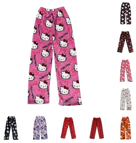 Chnnamzu Pantalon Pyjama Femme Homme - Bas de Pyjama Flanelle Polaire Chaud Doux et Confort Pijamas Anime Cartoon Y2k Kawaii Vêtements de Nuit Pyjamas Pants Bottoms Printemps Automne Hiver