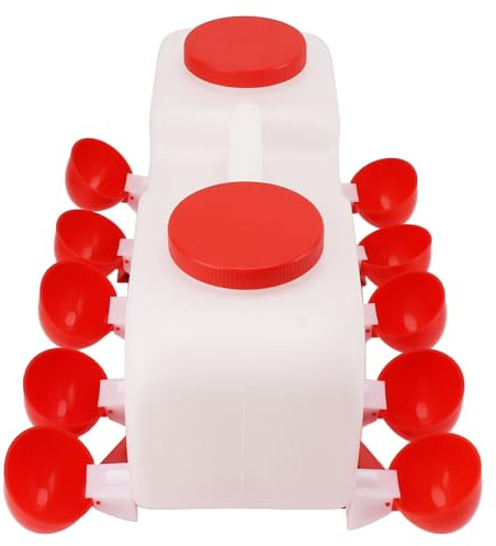 Luocute Set di Mangiatoia e Abbeveratoio per Polli, Abbeveratoio Automatico per Pollame da 10 Litri, di Abbeveraggio Semiautomatico con 10 Ciotole per Anatre, Oche, Quaglie e Piccioni