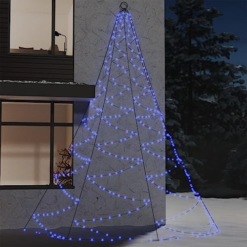 LoogCape LED-väggträd med metallkrok 720 blå lysdioder 5 m för inomhus- och utomhusdekoration, väderbeständig ljusslinga med 8 effekter, energibesparande, lämplig för trädgård, balkong