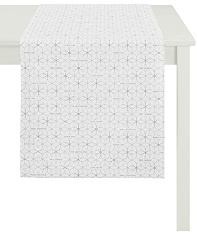 Apelt Läufer, Polyester, Silber/weiß, 48 x 140 x 0.2 cm
