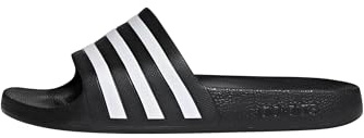 adidas unisex adult Adilette Aqua Slide Sandal, Black/White/Black, 11 Women Men US