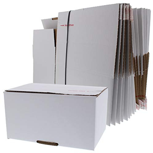 ToniTec fraktkartong FIX vikbar kartong storlek S 20 stycken med självhäftande lock och automatisk botten för snabb frakt vit (310 x 230 x 110 mm)