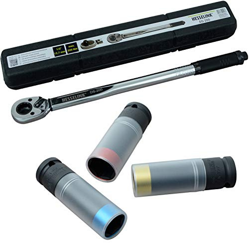 Hesselink DS-200 Drehmomentschlüssel 40-200 Nm I + 3er Set Kraft Steckschlüssel SW 17,19,21mm