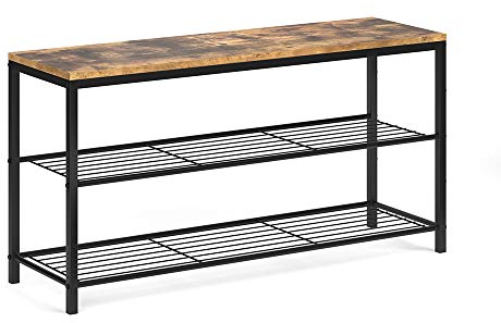 Vicco Schuhbank Fyrk, Sitzbank mit Stauraum, Eiche rustikal/Schwarz, 100 x 51.5 cm