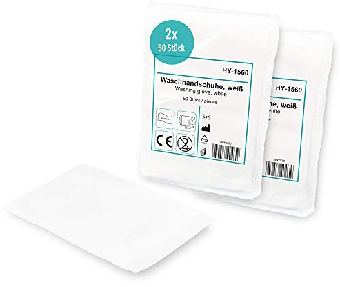 Hypafol Einmal-Waschhandschuhe 100 Stück I Einmalwaschlappen für Babys & Erwachsene I hautverträgliche & weiche Einwegwaschlappen I reißfester Vliesstoff ideal für Körper-, Intim-, Gesichtspflege