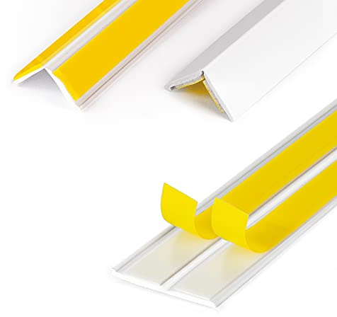 DQ-PP Vinkellist, 50 m längd, 25 x 25 mm, 1,5 mm tjock, vit, fönsterlister, böjvinkel, hörnlist, avslutningslister, självhäftande