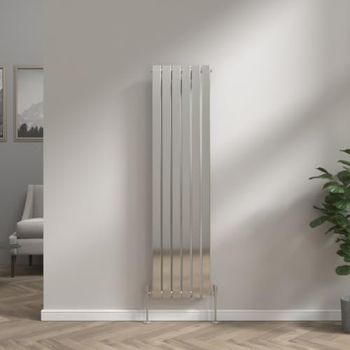 NRG 1600x408 Chrome Vertical Column Designer Radiator Bathroom Single Flat Panel for Living Room and Kitchen