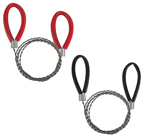Sierra de Alambre de Acero Inoxidable, 2 Pcs 80Cm Bolsillo Cuerda Sierra Corte Herramienta Sierra Manual, Sierra de Alambre Hilo de Sierra Sierra de Alambre Cables de Sierra