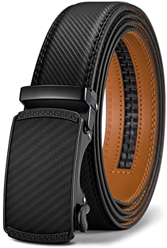 BULLIANT Men's Belt, Leather Ratchet Belt for Men Dress 1 3/8,Trim to Fit(Black-34-40 Waist Adjustable)