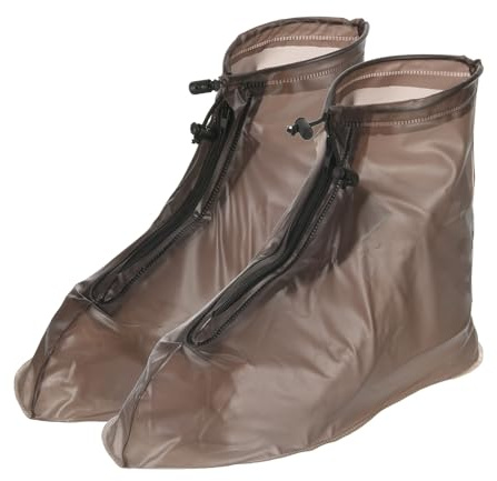 PATIKIL XXL Impermeabile Scarpe Copertura, 1 Coppia PVC Riutilizzabili Antiscivolo Copriscarpe Pioggia Galosce Neve Stivali Protezione con Cerniera per Uomini Donne Pioggia Aperto, Caffè