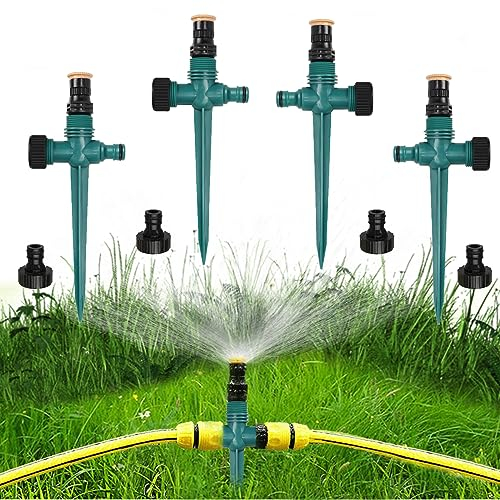 Arroseur de Jardin,4 Pièces Arroseur Automatique 360° Rotatif,Arroseur de Pelouse,Pulvérisateur D'Irrigation Réglable pour Jardin Pelouse Plantes Légumes Fleurs Cour Pastorale (Green)