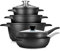 briebe Batterie de cuisine à induction 10 pièces, lot de 3 casseroles en fonte d'aluminium + 2 poêles, anti-adhésif ILAG GRANITEC sans PFOA, set de casseroles avec couvercles en verre, gants en