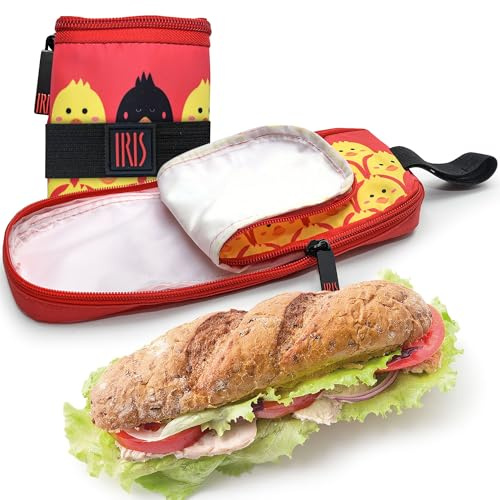Iris Barcelona Porta Bocatas Infantil Reutilizable y Plegable – Diseño Flexible con Goma (26 x 12 x 2.5 cm) – Interior Impermeable FOOD SAFE – Ideal para Cole, Excursiones, guardería (Rojo)