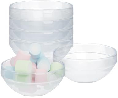 Relaxdays Dessertschalen, 6er Set, Glas, 300 ml, für Nachtisch, Pudding, Salat, Snacks, runde Glasschälchen, transparent