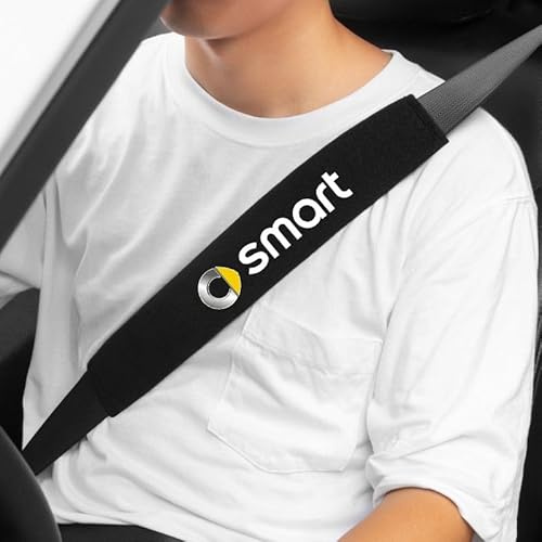 YANWENER 2 Pezzi Copri Cintura di Sicurezza Auto per Smart Fortwo Forfour 450 451 453, Proteggere Il Collo e la Spalla Protezione per Cintura di Sicurezza,Long-Bla-CK