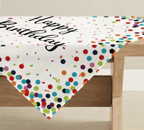Artoid Mode Punkte Happy Birthday Geburtstag Tischwäsche, Saisonnal Küche Tisch Esstisch Dekoration Drinnen Urlaub Party Dekor 100x100 cm