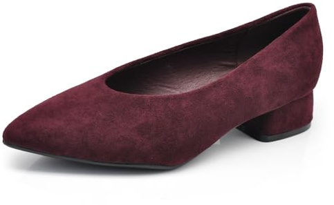 Scarpe Décolleté Ballerine a Punta da Donna Eleganti in Camoscio Sintetico con Tacco Basso Comodo 2817 Bordeaux N.40