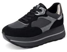 QUEEN HELENA Sneakers Alte Scarpe da Ginnastica Platform Donna X33-17 (Nero, Sistema Taglie Calzature EU, Adulto, Donna, Numero, Media, 38)