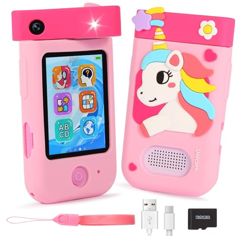 ARNSSIEN Cámara Digital A200 con Objetivo Giratorio 180° Vídeo 1080P, Pantalla Táctil y Funda de Silicona Cumpleaños para Niños de 3 a 8 Años