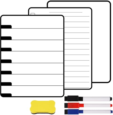 3 stycken magnetiska tavlor, magnetisk anslagstavla, veckoplanerare avtorkningsbar, 3 stycken magnettavlor kök, 3 markörer radergummi, för mätare, anteckningar, listor och menyer i köket hemma eller