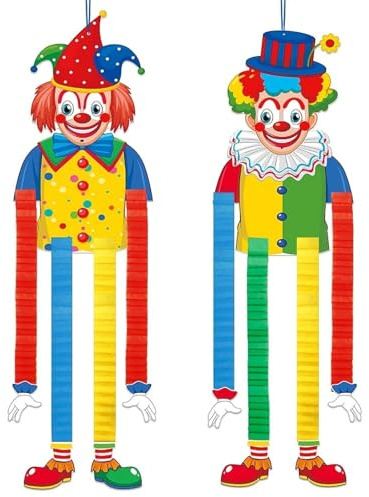 micherr 2 pezzi figura pagliaccio appeso ornamento pieghevole carta pagliaccio decorazione per compleanno Halloween Festival decorazioni