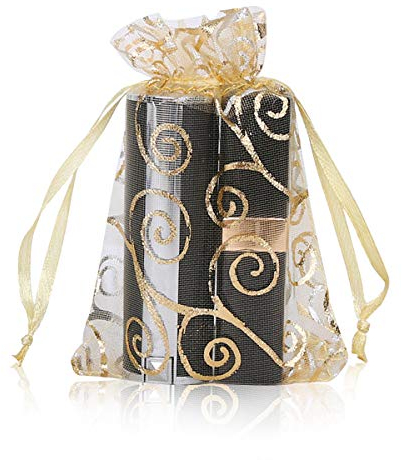 YFZYT 100 Stücke Organzabeutel Organzasäckchen Tunnelzug Geschenktüten Schmuckbeutel für Hochzeit Gunst Taschen Geschenk - 13x18 cm /5.12x7.09 Zoll, Gold