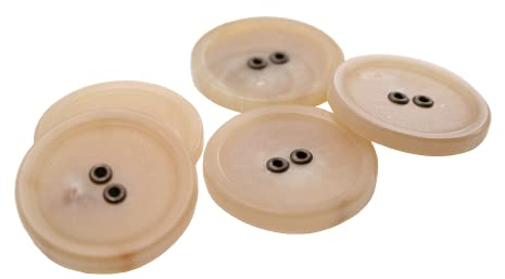 Hartmann-Knöpfe 5 Stück beige Echt Horn Knöpfe 2Loch helle Hornknöpfe made in Germany (22mm)
