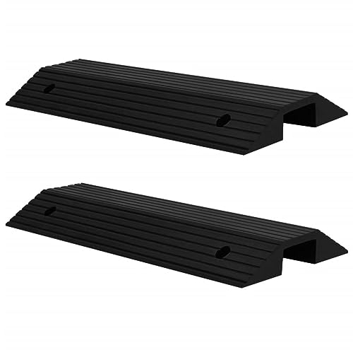 vidaXL 2x Rampa de Umbral Puente Carretera Puerta Acera Sillas de Ruedas Andador Coche Scooter Carritos Antideslizante Desmontable Goma 80x40x8 cm