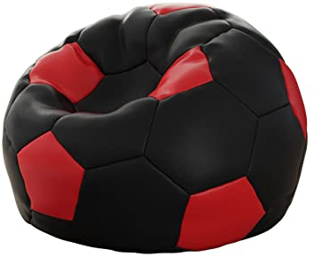 Mirjan24 Sitzsack Akimbo, Indoor Sitzkissen, Sessel, Gamer Kissen, Lounge Kissen, Sitzsack für Erwachsene und Kinder, Kunstleder, Sitzkissen für Kinderzimmer, Kindergarten (Schwarz + Rot)