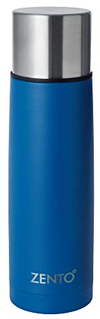 Zento Stainless Steel Insulated Nevis Vacuum Flask–1000ml for Coffee, Tea or Water, BPA-Free, Thermo-Shield Technology, Cold for 24 Hours & Hot for 12 Hours, Reusable Drinking Flask (Blue)