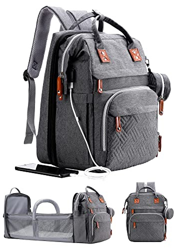 ISMGN Diaper Bag Backpack with Changing Station, Extra Large Diaper Bag, Multifunctional Diaper Bag, Baby Bag, Deep Gray