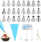 29PCS Beccucci Sac à Poche, con 24 Beccucci in Acciaio Inossidabile, Bocchette per Pasticceria, Professionale Decorazione Torte con 1 Sacchetto Silicone Riutilizzabile, 1 Chiodo Fiore, 1 Forbice