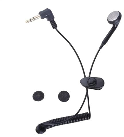 Huvqianu Auricolare a filo singolo a molla, auricolare mono da 3,5 mm, isolamento acustico, bassi profondi, audio ad alta fedeltà, cavo a molla retrattile, cuffie mono suono