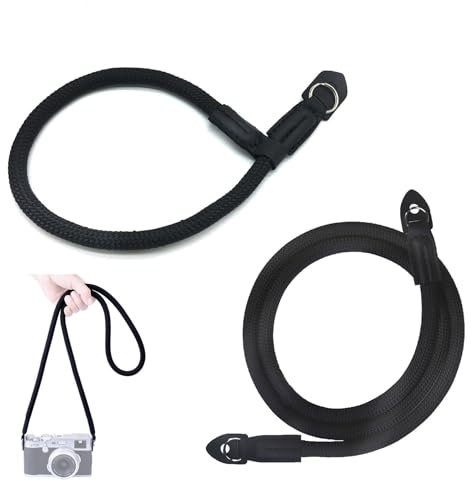 Alriedy Kamerarem, axelrem med handledsrem för DSLR, SLR och spegellösa kameror, klätterlina design, universellt kompatibel, 120 cm långa bäralternativ, svart, nein