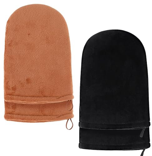 Selbstbräuner Handschuh 4 Stück Selbstbräuner Mitt Selbstbräunungs-Anwendungshandschuh, Schwarz Dual Sided Tan Applicator Mitt Wiederverwendbarer/easy waschbar, für spray/Lotions/zum Sonnenbaden