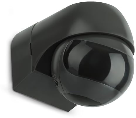 SEBSON Detecteur de Mouvement Exterieur Montage en Saillie - Adapté à LED, Programmable, Rotatif - Portée 12m/180°, 3m/360° (2 Capteurs Infrarouges)