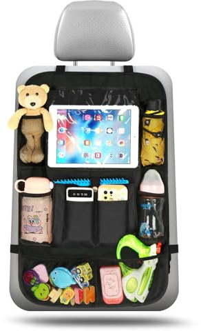 Ezilif Rückenlehnenschutz Auto Kinder Stärke-Upgrade, Autositz Organizer mit 10 Aufbewahrungsbeuteln, Auto Organizer Kinder Leicht Zu Reinigen, Wasserdichter für Rücksitz organizer (1 Stück)