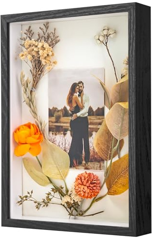 WISYOK A4 Box Frame, Shadow Box Frame, Box Frames for Crafts 3D Deep 3cm, Deep Pictures Frame Black, Medal Display Frame for Photos, Artworks, Memory Tickets