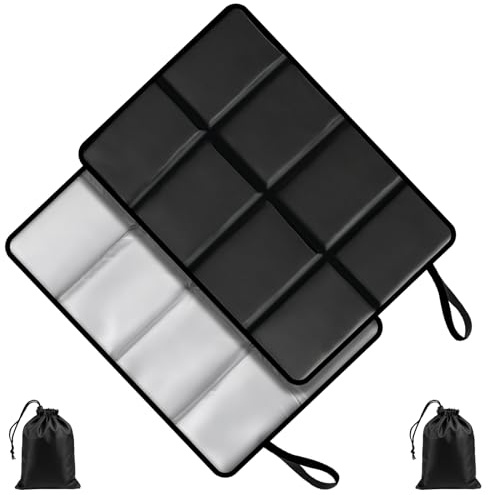 Wonuante 2 Pièces Coussin de Siège Pliable ExtéRieur, Tapis Siège Extérieur, avec 2 Sacs de Rangement, Imperméable, pour Camping, Randonnée, Pique Nique, Noir
