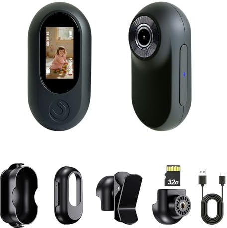 Frelisty Camera Portable Miniature, pour Vélo, Casque Moto et Sport(Noir)