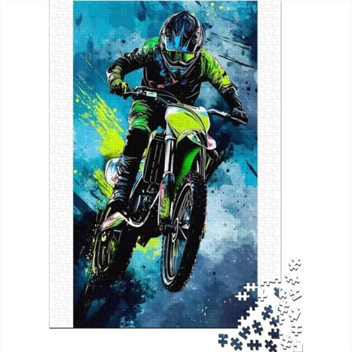 Moto Set De 1000 Piezas Papel Reciclado Piloto de Motocross Puzzle Familiar Fácil De Almacenar Aficionados A Los Rompecabezas Atractivo Ocio Casa 38x26cm/1000pcs