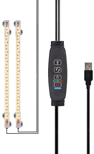 Vestamore Head LED växtljusstång för inomhusväxter, 20 W fullt spektrum, 4 dimbara nivåer, 13 tum med USB, rött och vitt ljus