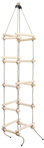 GeenYuu Échelle tricotée pour enfants de 200 cm en pin massif avec 5 échelons, corde en polyéthylène, résistante aux intempéries, pour l'intérieur et l'extérieur, équipement d'escalade pour enfants à