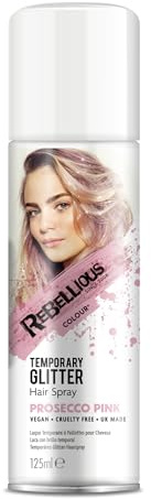 Glitter Hair Colour Spray, Prosecco Pink, 125ml, Loose